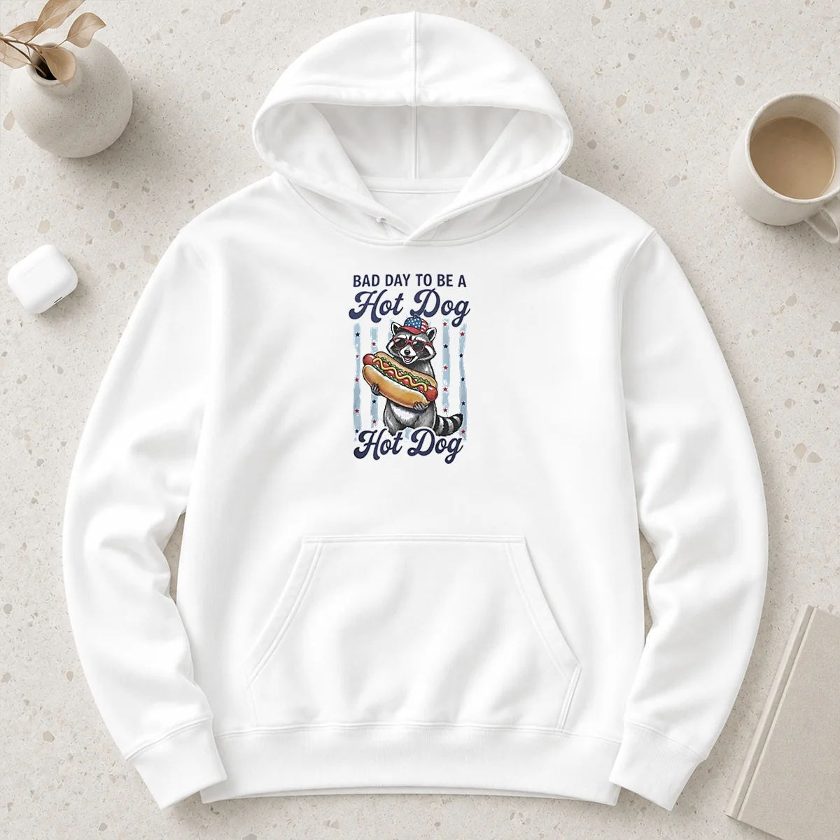 Original Bad Day To Be A Hot Dog Hoodie in charcoal gray, featuring a bold graphic on the front