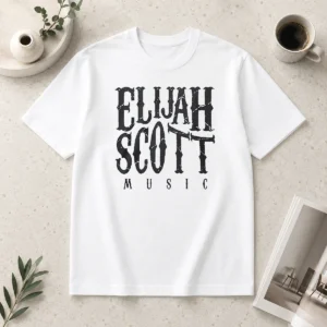 Original Elijah Scott Music t shirt in black, crew neck short sleeve cotton tee
