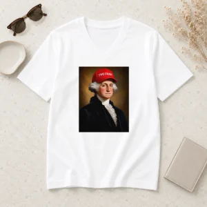 Original George Washington President America Hat With Two Fiddy V-Neck Shirt