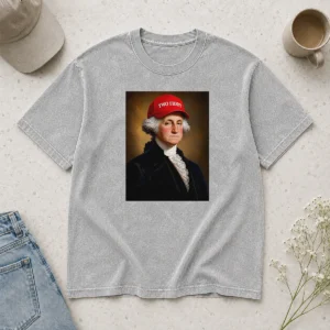 Original George Washington President America Hat With Two Fiddy Washed T-Shirt