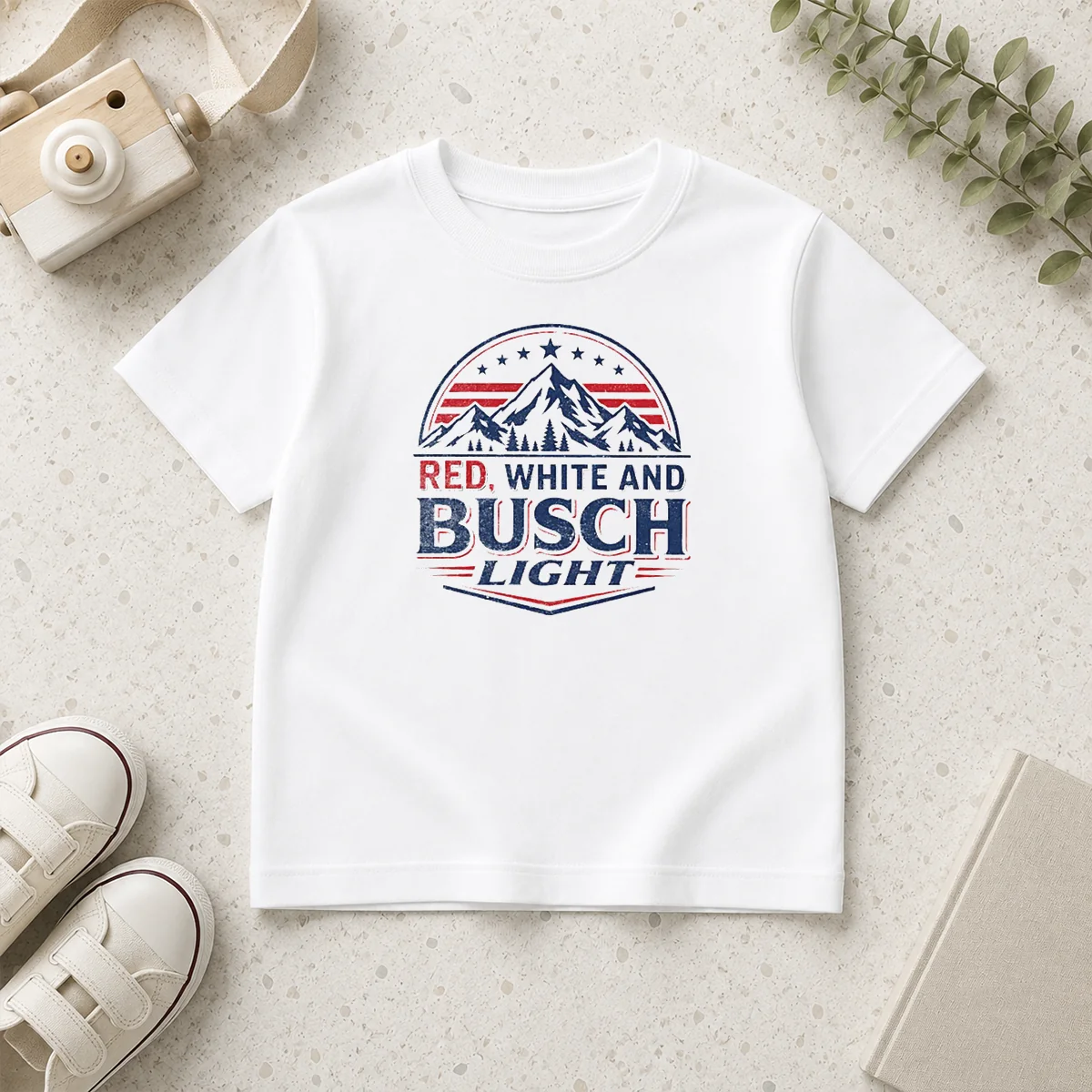 Premium Busch Light Mountain Apparel Red White And Busch Light 250 USA 4th Of July Kids T-Shirt