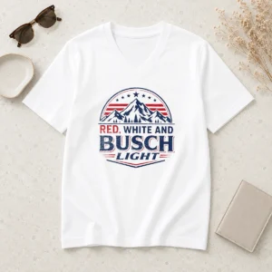 Premium Busch Light Mountain Apparel Red White And Busch Light 250 USA 4th Of July V-Neck Shirt