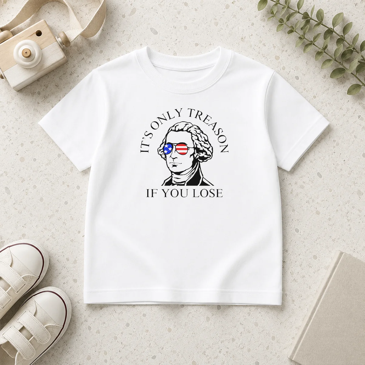 Premium George Washington American Flag Sunglasses Its Only Treason If You Lose Kids T-Shirt