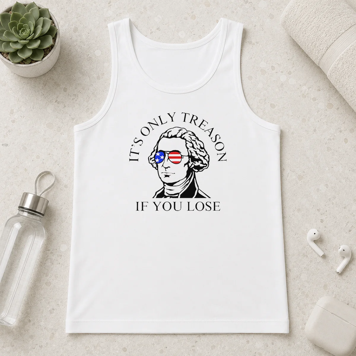 Premium George Washington American Flag Sunglasses Its Only Treason If You Lose Tank Top