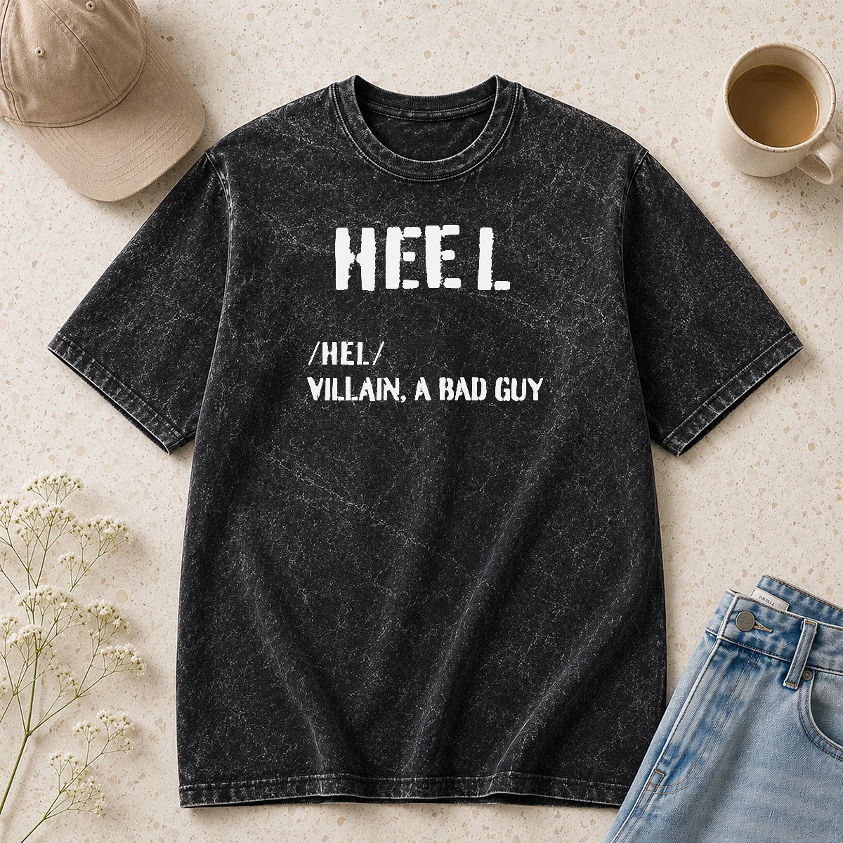 Premium Heel Villain A Bad Guy Washed T-Shirt