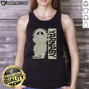Premium Yarnaby Sitting Poppy Playtime Tank top in black, featuring vibrant character print on front