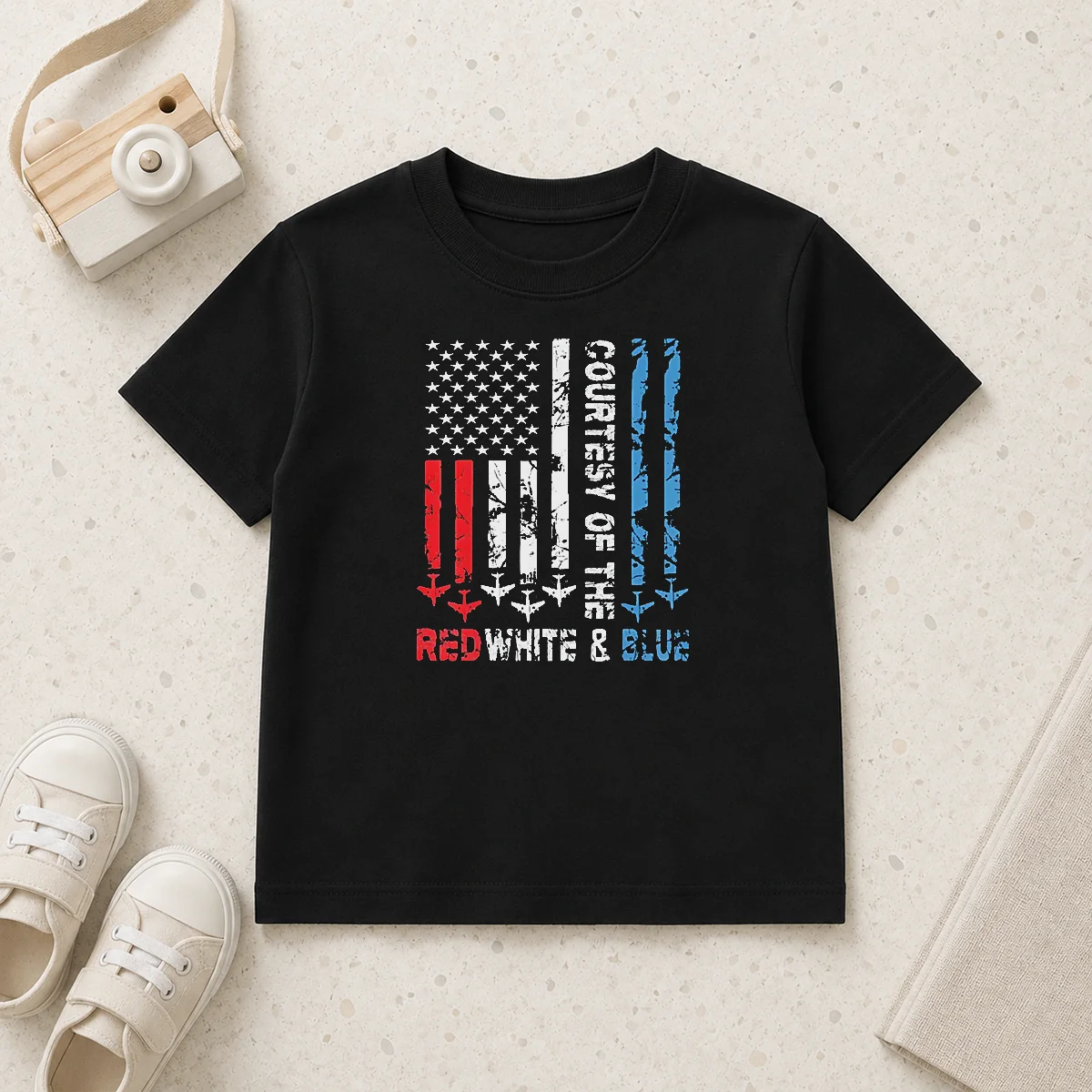 Pretty Courtesy Of The Red White And Blue America US Flag Patriotic 4th Of July Kids T-Shirt