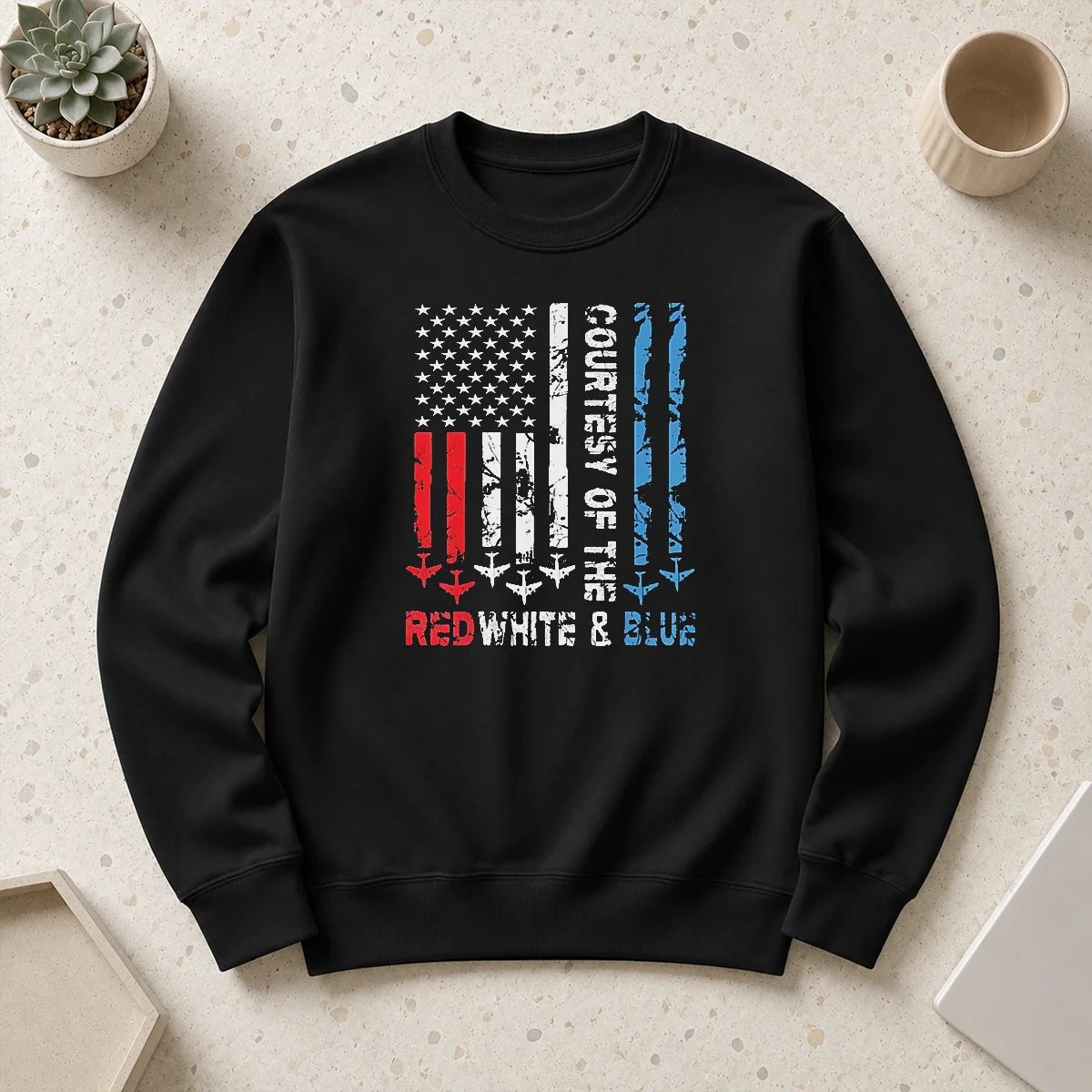 Pretty Courtesy Of The Red White And Blue America US Flag Patriotic 4th Of July Sweater