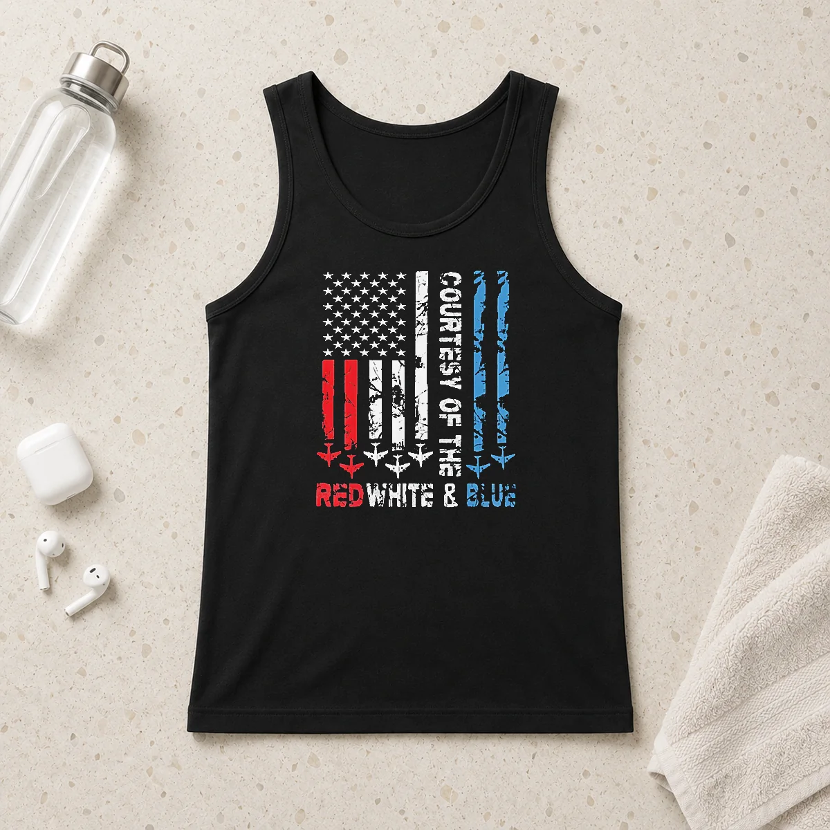 Pretty Courtesy Of The Red White And Blue America US Flag Patriotic 4th Of July Tank Top