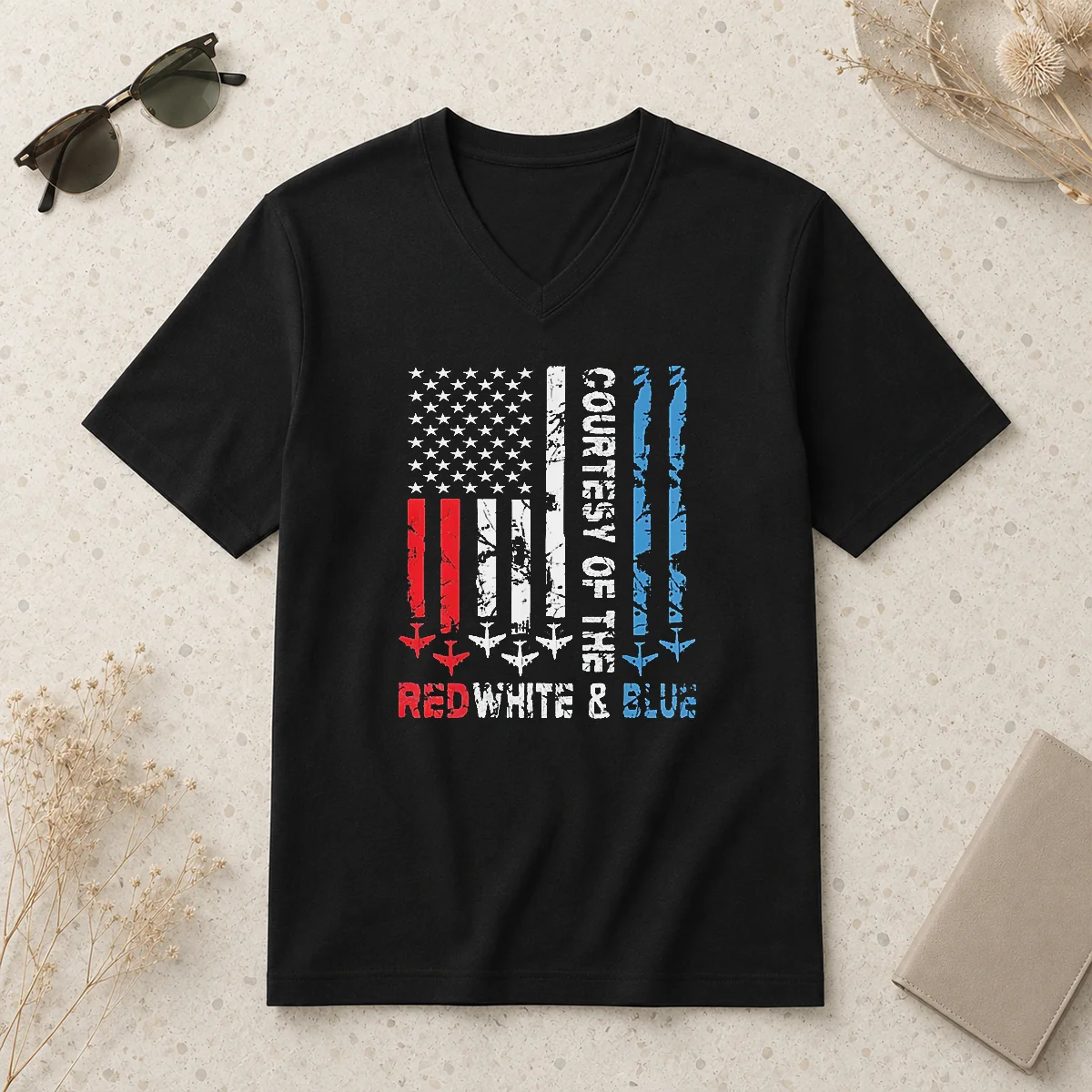 Pretty Courtesy Of The Red White V-Neck Shirt Pretty Courtesy Of The Red White V-Neck Shirt