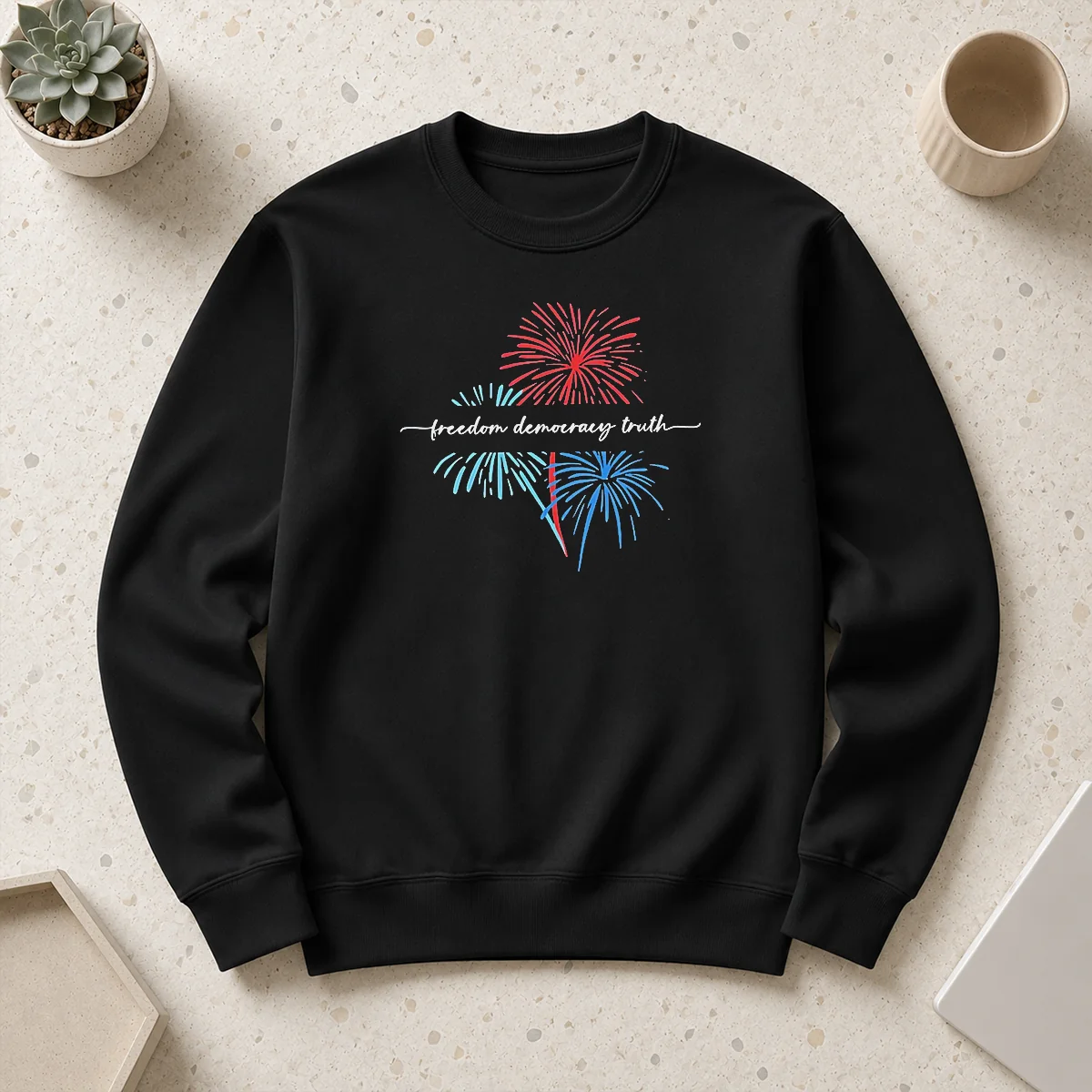 Pretty Freedom Democracy Truth FDT Anti Trump Firework 250th Anniversary USA July 4th Sweater