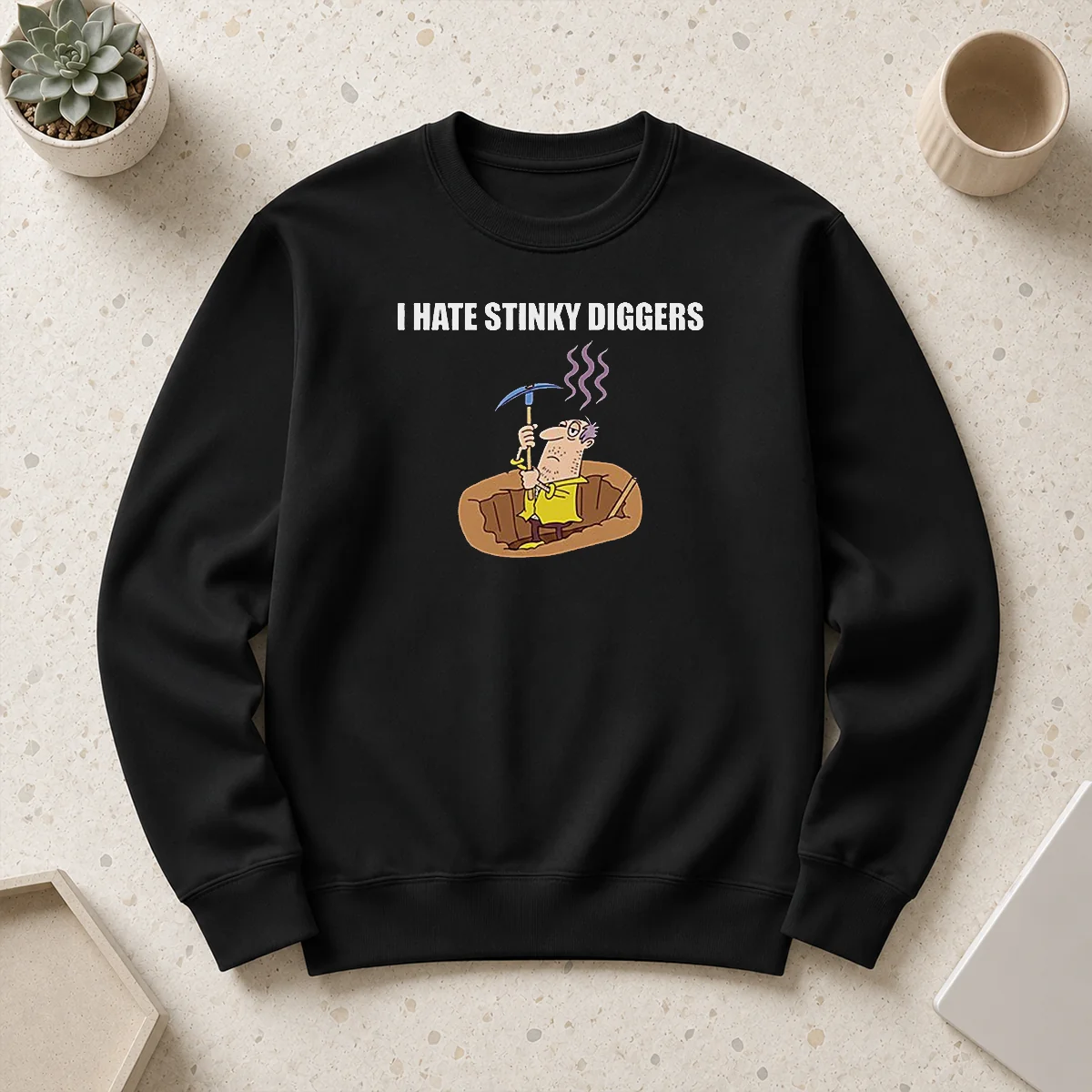 Pretty I Hate Stinky Diggers Funny Humor Cartoon Sweater