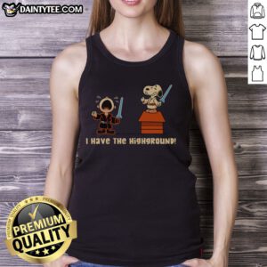 Pretty I Have The Highground Snoopy Peanuts Star Wars Tank top in a vibrant design for fans of both franchises.