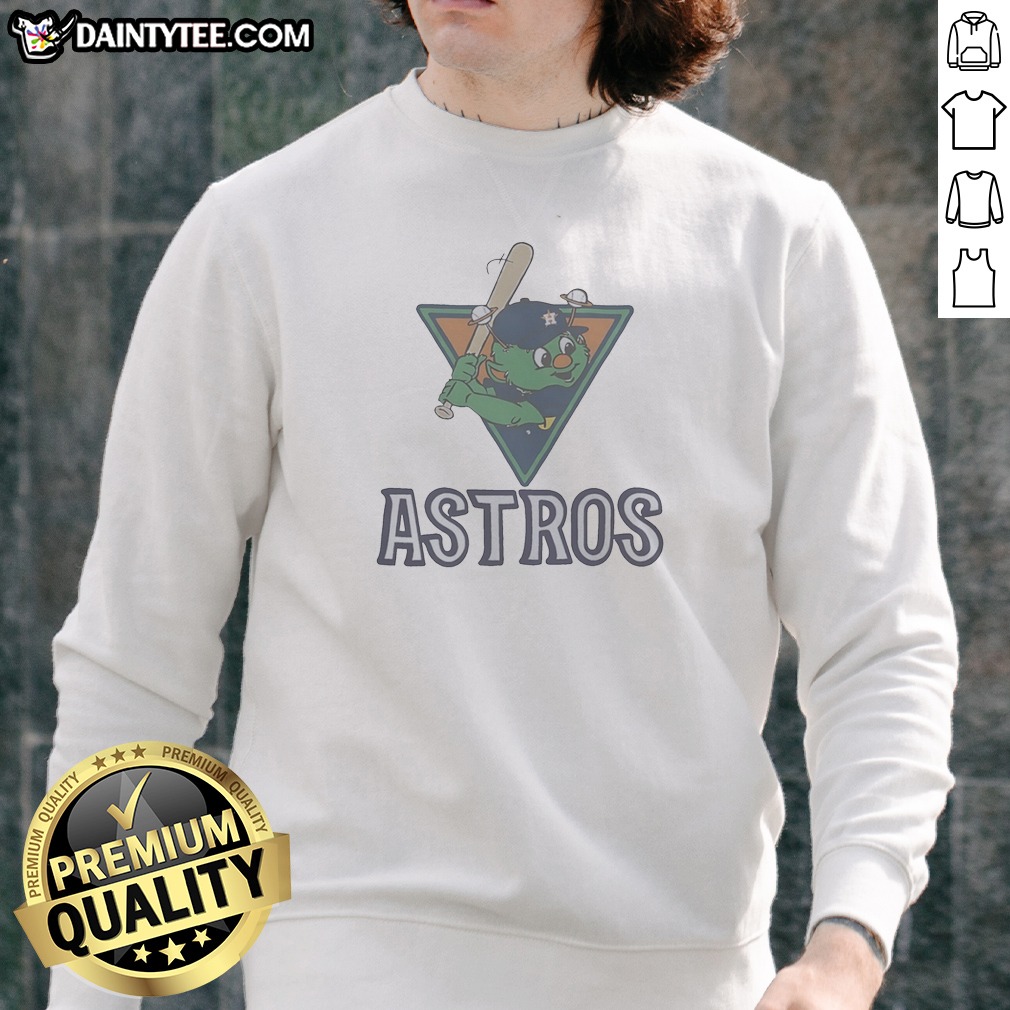 Pretty Orbit The Houston Astros Mascot With Saturn Rings And Baseball Sweatshirt featuring vibrant mascot graphic on cozy crewneck