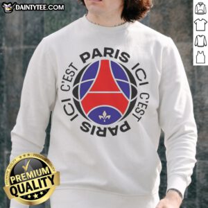 Pretty Paris Saint Germain Football Club Ici C'Est Paris Sweatshirt featuring vibrant club colors and logo.