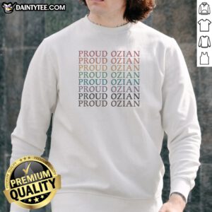 Pretty Proud Ozian Rainbow Multicolor Repeated Bold Text LGBTQ Wizard Of Oz Fan Sweatshirt