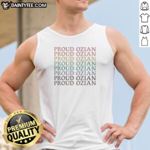 Pretty Proud Ozian Rainbow Multicolor Repeated Bold Text LGBTQ Wizard Of Oz Fan Tank Top