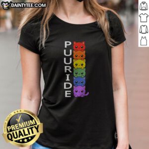 Pretty Puuride Cute Cats Ladies Shirt featuring adorable cat graphics on a soft fabric.
