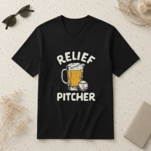 Pretty Relief Pitcher Beer Mug Baseball V-Neck Shirt