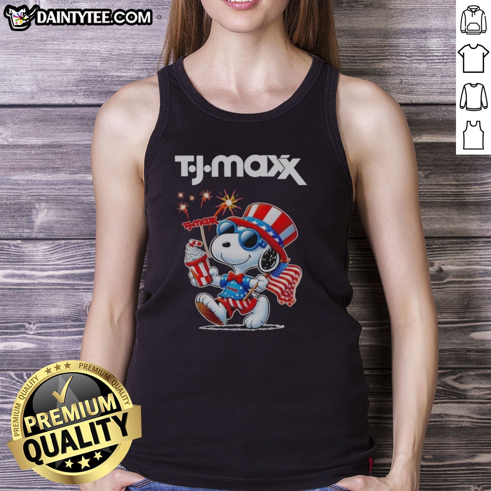 Pretty Snoopy X TJ Maxx Fourth Of July American 250 Years 1776 2026 Fireworks Shirt on Tank Top Pretty Snoopy X TJ Maxx Fourth Of July American 250 Years 1776 2026 Fireworks Shirt shown as a tank top preview