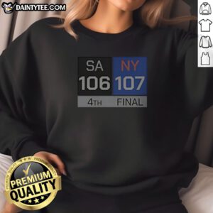 San Antonio Spurs Vs New York Knicks Final Score Sweatshirt featuring bold text on a cozy crewneck sweatshirt