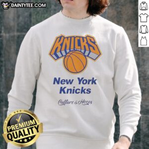 Top New York Knicks Basketball Culture And Hoops Sweatshirt featuring vibrant team colors and logo.