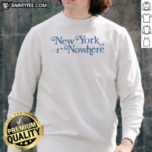 Top New York Or Nowhere New York Knicks Typography Fan Sweatshirt in navy blue with bold white and orange lettering