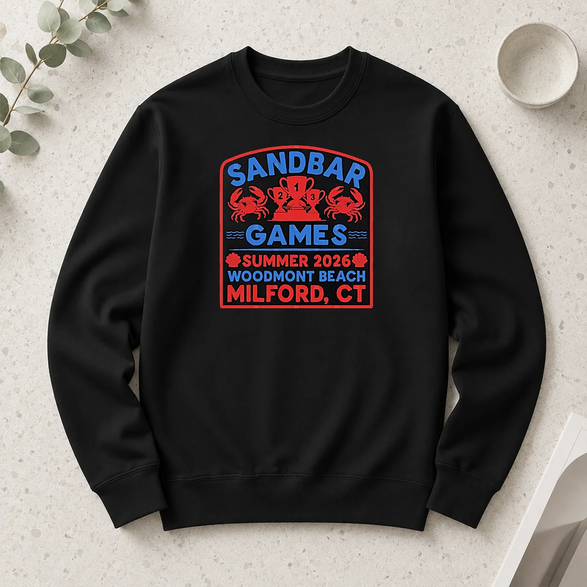 Top Sandbar Games Summer 2026 Woodmont Beach Milford CT Crab Trophy Long Sleeve Shirt