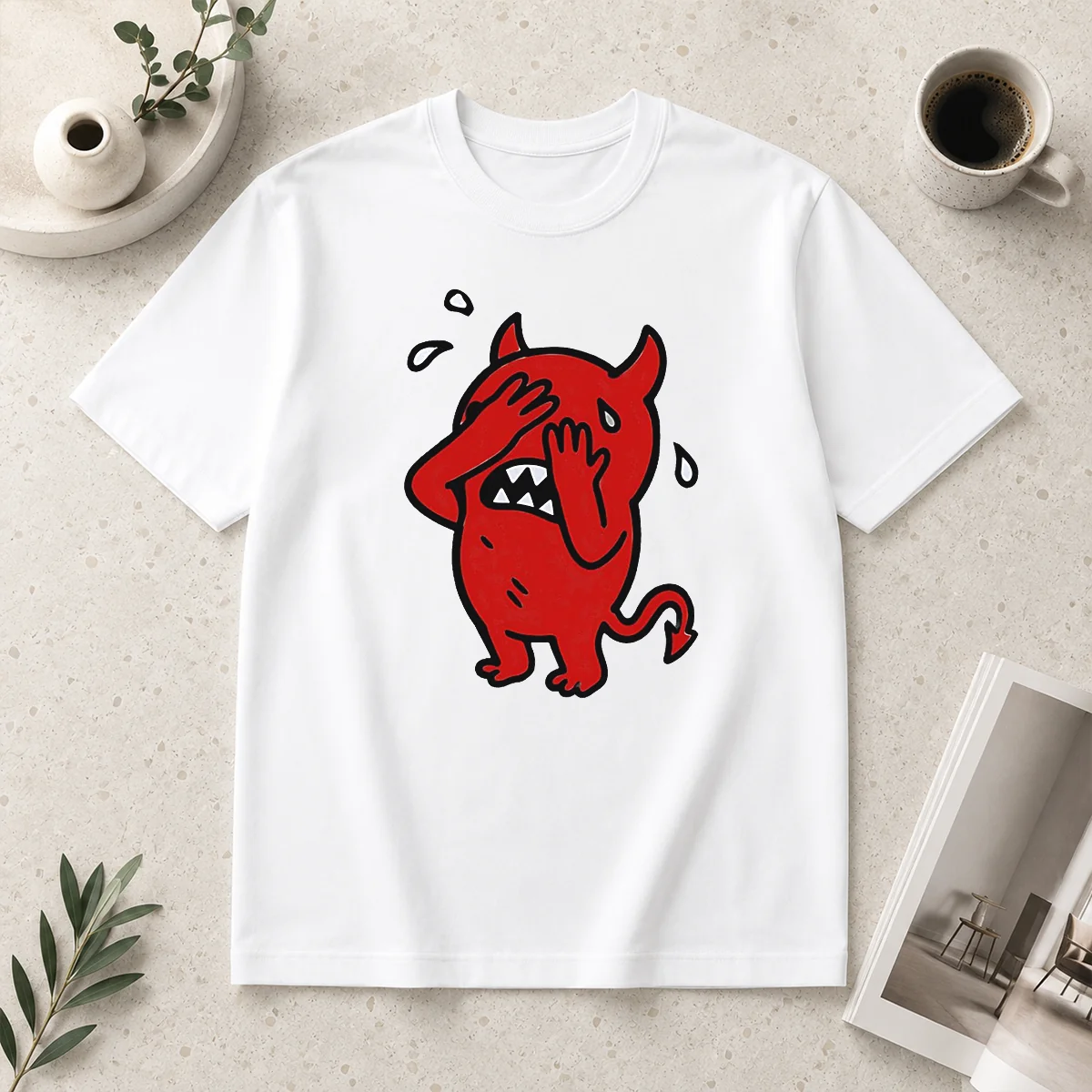 Awesome Happy Devil Cartoon Facepalm Panicking Shirt Awesome Happy Devil Cartoon Facepalm Panicking Shirt