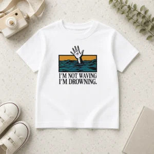 Awesome I'M Not Waving I'M Drowning Kids T-Shirt