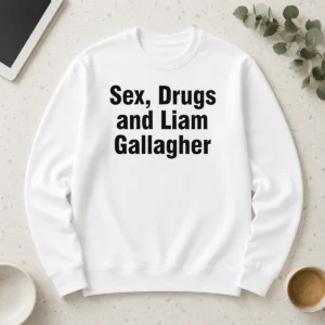 Awesome Liam Gallagher Sex Drugs And Liam Gallagher long sleeve shirt in black with bold graphic print