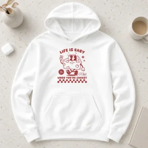 Awesome Life Is Easy When You'Re Cheesy Retro Cheese Character Hoodie