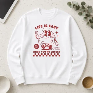 Awesome Life Is Easy When You'Re Cheesy Retro Cheese Character Long Sleeve Shirt