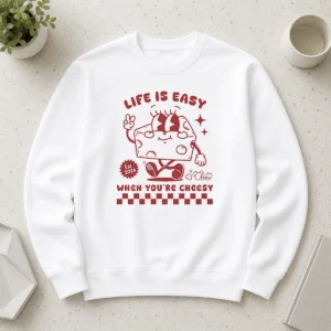 Awesome Life Is Easy When You'Re Cheesy Retro Cheese Character Sweater