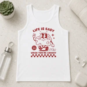 Awesome Life Is Easy When You'Re Cheesy Retro Cheese Character Tank Top