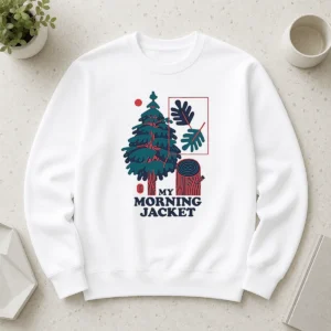 Awesome My Morning Jacket Tree Logo Sweater in charcoal gray, featuring a bold tree graphic on the front