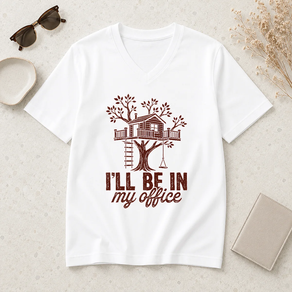 Awesome Nice Treehouse Office I'Ll Be V-Neck Shirt Awesome Nice Treehouse Office I'Ll Be V-Neck Shirt