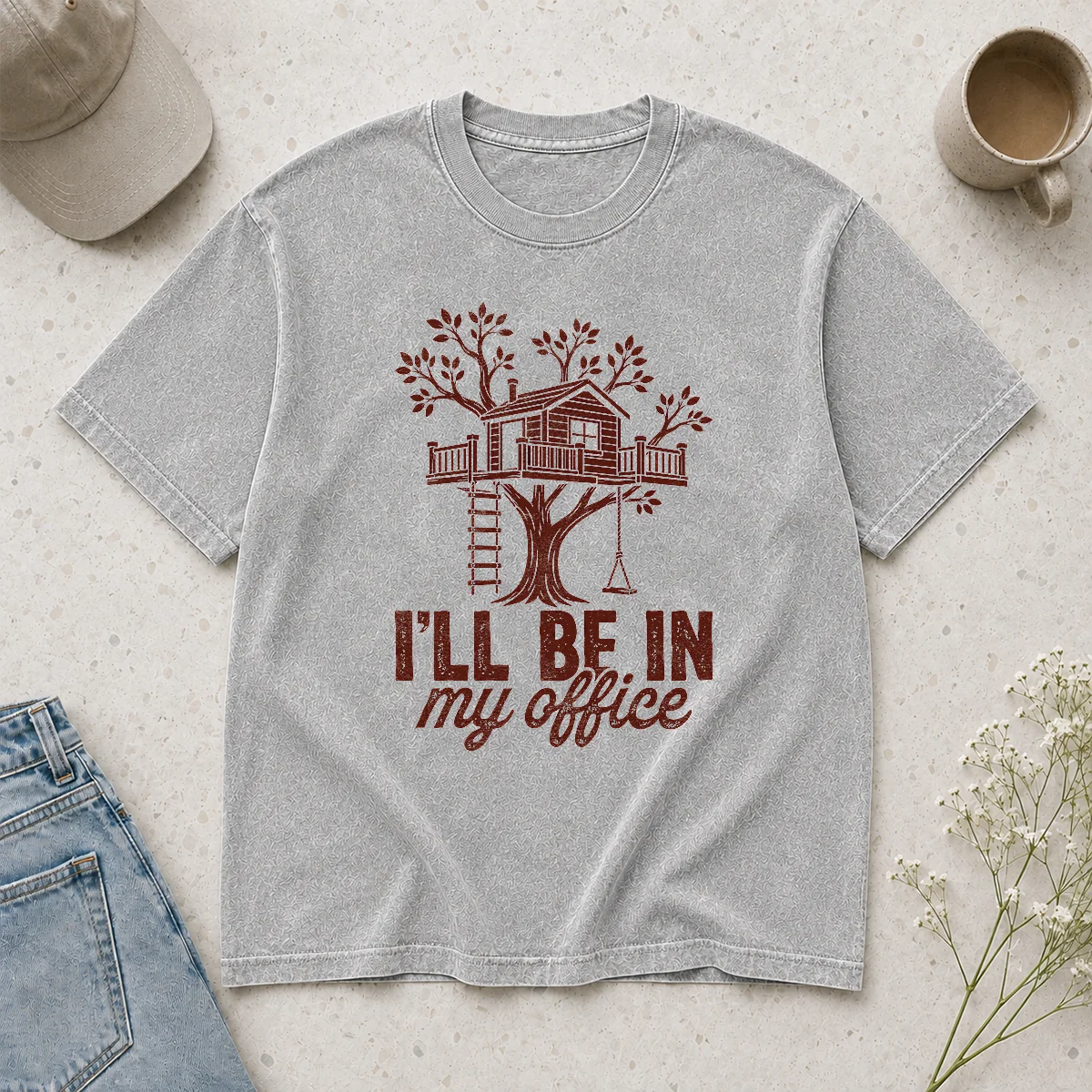 Awesome Nice Treehouse Office I'Ll Be In My Office Washed T-Shirt