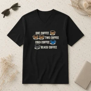 Awesome One Coffee Two Coffee V-Neck Shirt