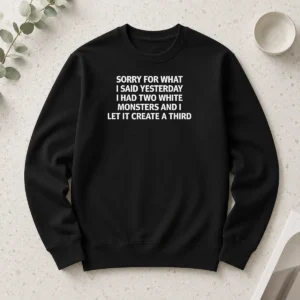 Awesome Sorry For What I Said Yesterday I Had Two White Monsters And I Let It Create A Third Long Sleeve Shirt
