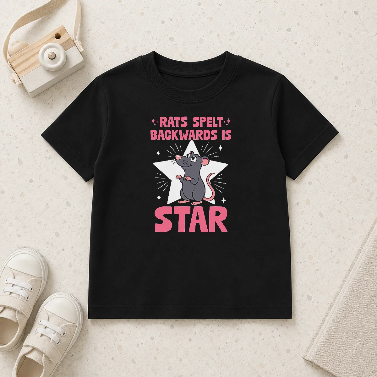 Funny Official Rat Humor Gift Rats Spelt Backwards Is Star Kids T-Shirt