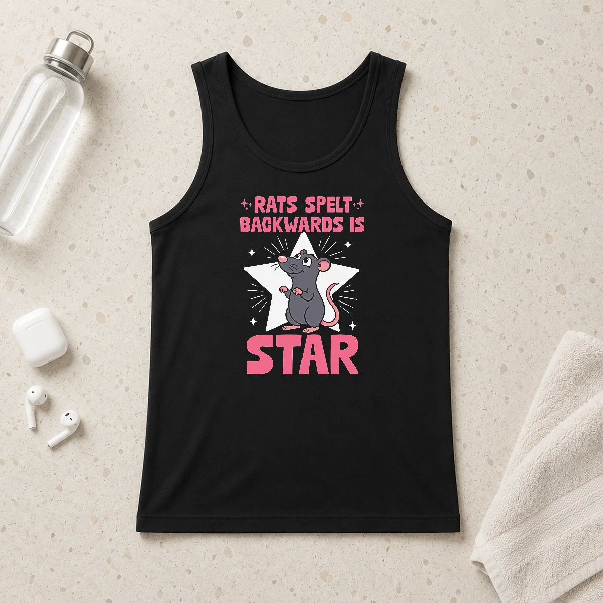 Funny Official Rat Humor Gift Rats Spelt Backwards Is Star Tank Top