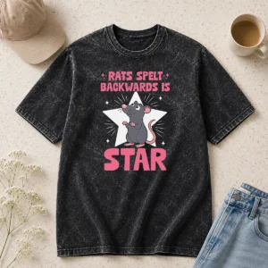 Funny Official Rat Humor Gift Rats Spelt Backwards Is Star Washed T-Shirt