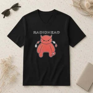 Funny Radiohead Distressed Crying Devil Character V-Neck Shirt