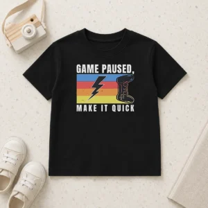 Good Awesome Game Paused Make It Quick Kids T-Shirt