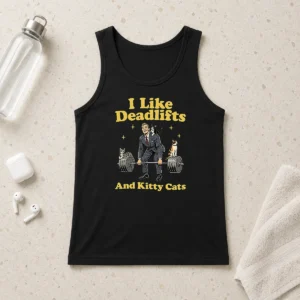 Good Deadlifts And Kitties Businessman Tank Top