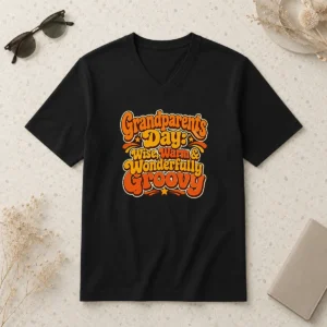 Good Grandparents Day Groovy Retro Tee Celebrating Warmth Wisdom V-Neck Shirt