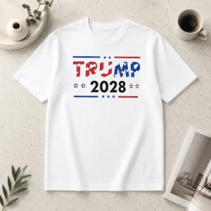 Good Happy Trump 2028 Patriotic Stars And Stripes Shirt