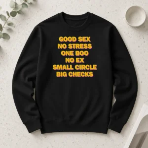 Good Nice Sex No Stress One Boo No Ex Small Circle Big Checks Long Sleeve Shirt
