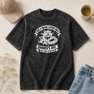 Good Original Brain Eating Bug Summer Stencil Washed T-Shirt